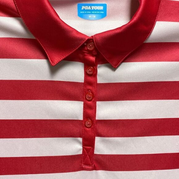 PGA Tour Pink Stripe Polo Shirt Size Medium NWOT - Picture 4 of 5